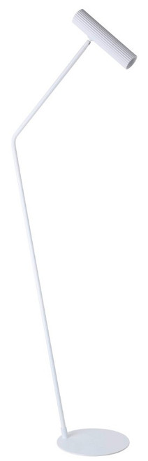 White floor lamp with a curved shape