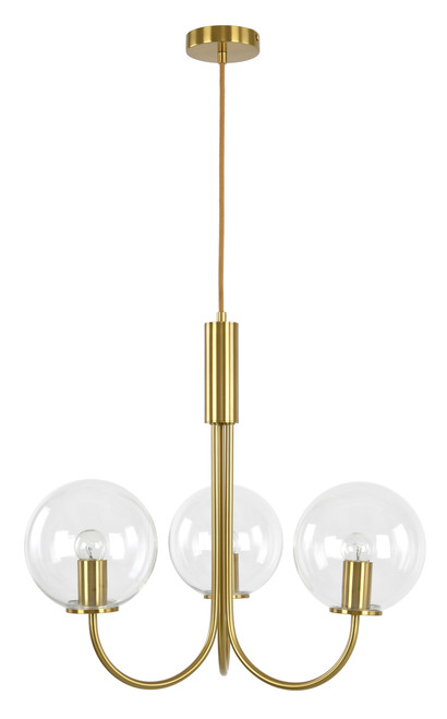 Brass 3 light pendant with clear glass