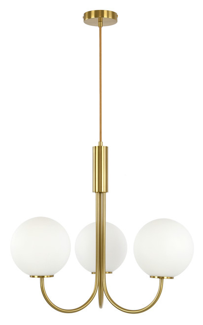 Brass 3 light pendant with opal glass