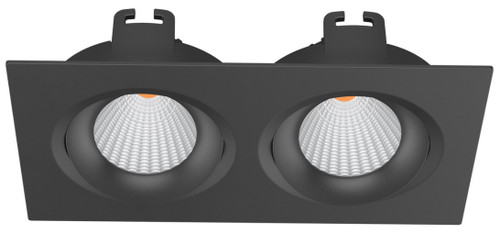 Black two light square downlight