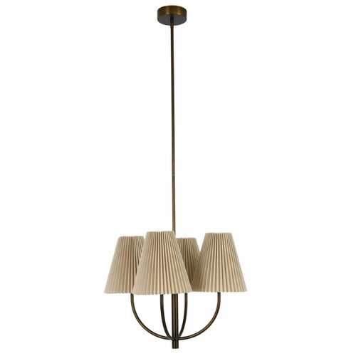 Bronze four light pendant with natural shade Bronze four light pendant with natural shade