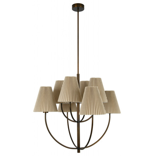 Bronze eight light pendant with natural shade Bronze eight light pendant with natural shade
