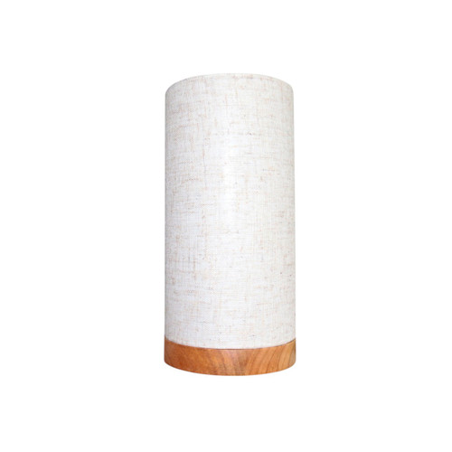 Wood trim table lamp with natural fabric shade Wood trim table lamp with natural fabric shade