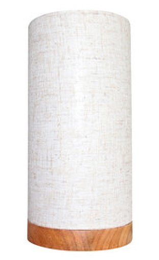 Wood trim table lamp with natural fabric shade