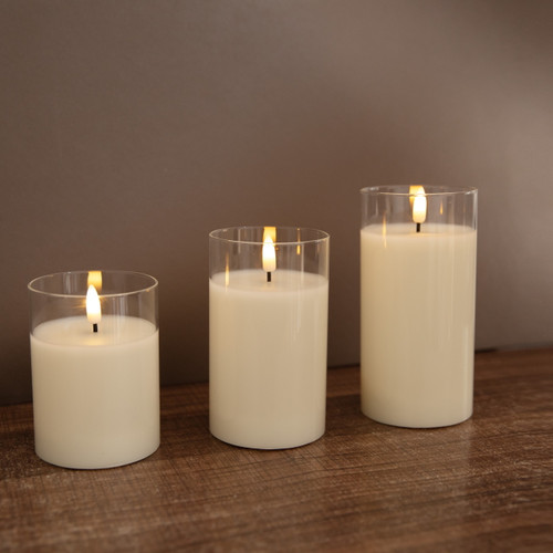 Set of three LED flameless candles