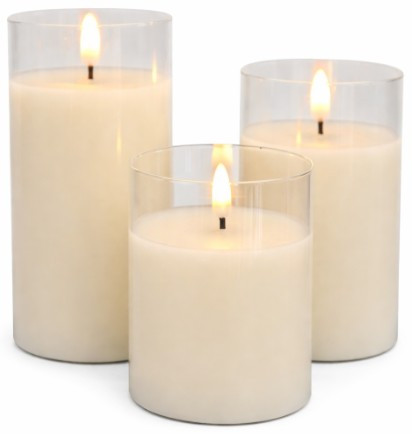 Set of three LED flameless candles