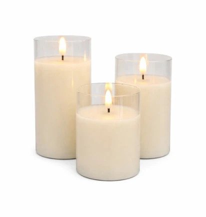 Set of three LED flameless candles