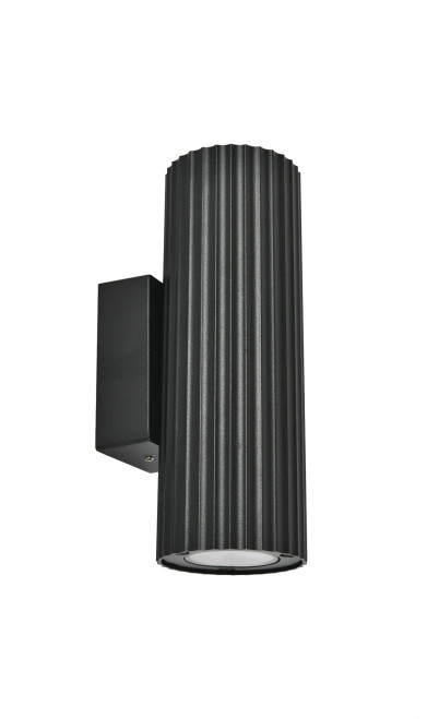 Black ribbed up and down wall light