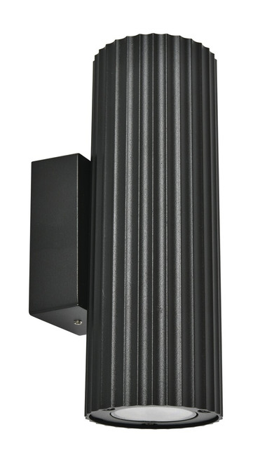 Black ribbed up and down wall light