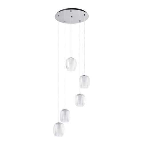 Chrome 5 light pendant with clear glass Chrome 5 light pendant with clear glass
