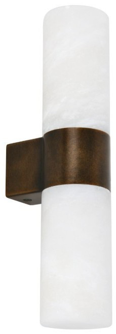 Up/down wall light alabaster glass with bronze trim