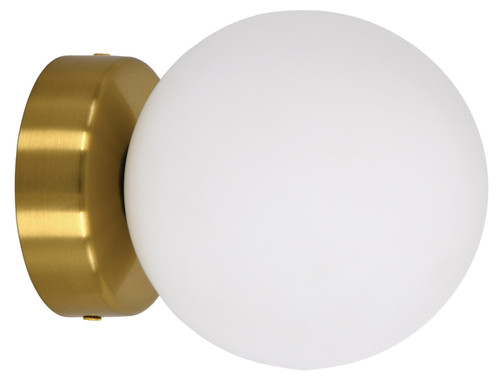 IP44 rated wall light brass with opal glass