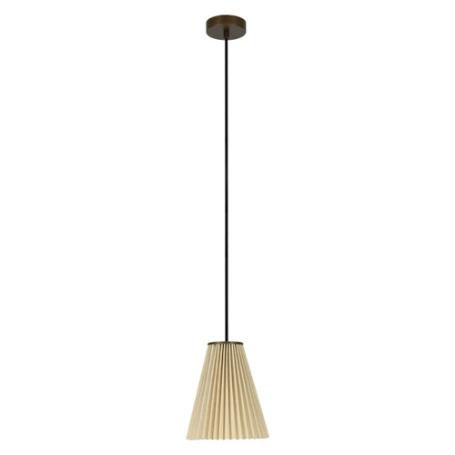 Bronze 185mm pendant with natural pleated shade Bronze 185mm pendant with natural pleated shade