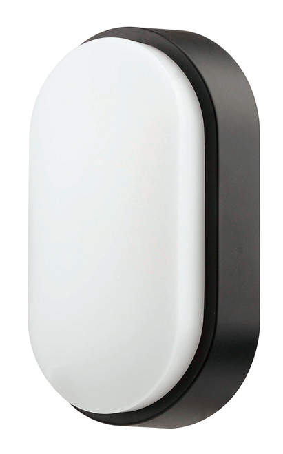 LED outdoor oval wall light in black