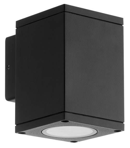 Black up or down wall light with IP65 rating
