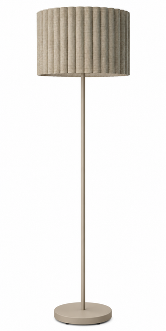 Beige floor lamp with a ribbed designed shade