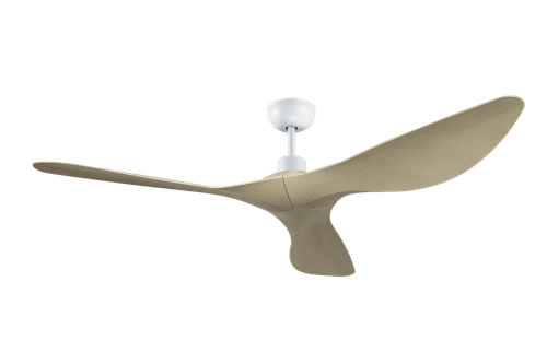 White 54" DC fan with teak blades