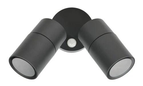 Two-pan outdoor wall light with sensor in graphite