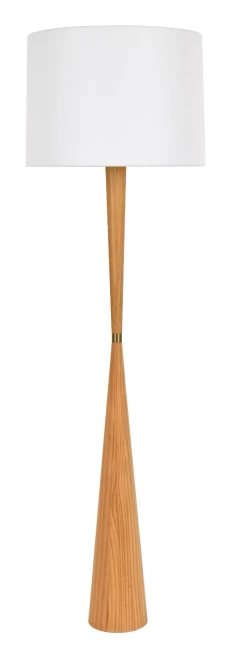 Teak floor lamp with white shade
