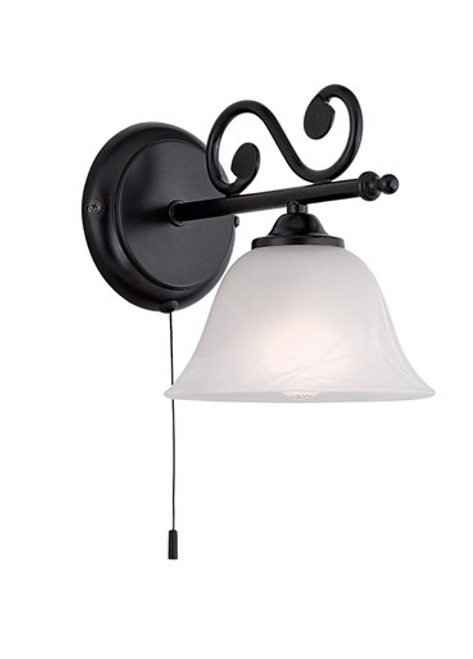 Black wall light with alabaster glass