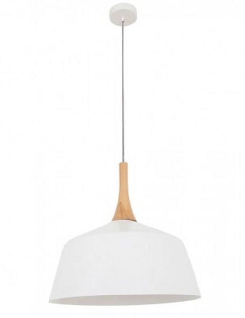 White metal shade with ash wood trim White metal shade with ash wood trim