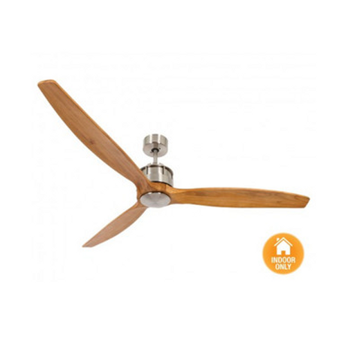 Brushed chrome fan with 60" teak blades