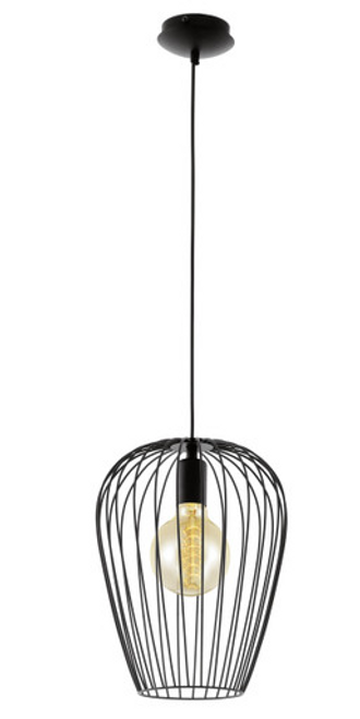 Black pendant with metal cage-like design