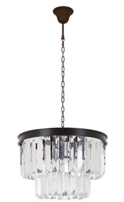 Oil rubbed bronze finish paired with K9 crystal Oil rubbed bronze finish paired with K9 crystal