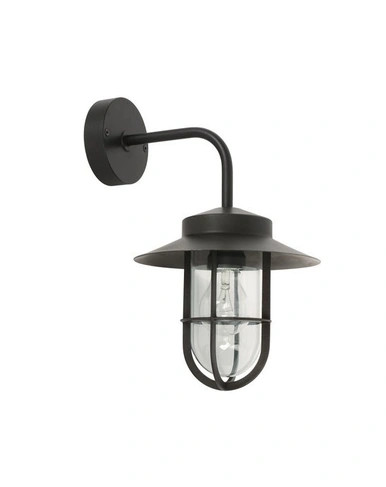 Oil rubbed bronze arm wall light with clear glass