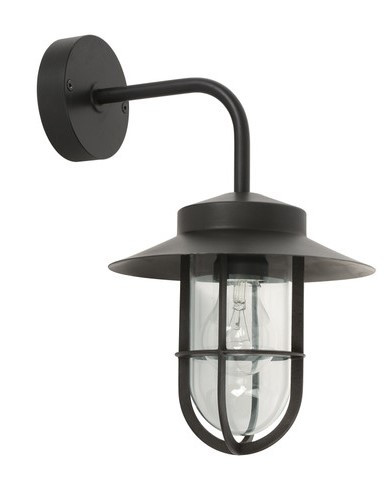 Oil rubbed bronze arm wall light with clear glass