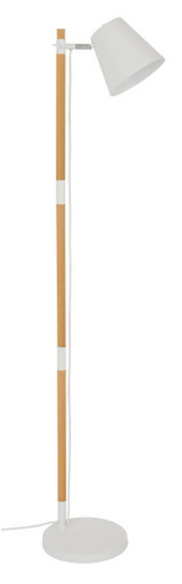 White floor lamp with timber finish White floor lamp with timber finish