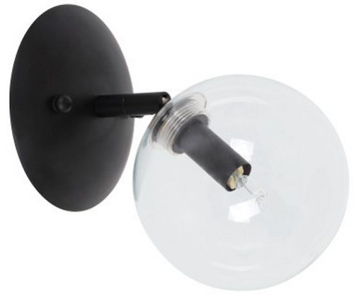 Black wall light with clear glass