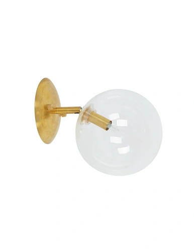 Brushed brass wall light with clear glass