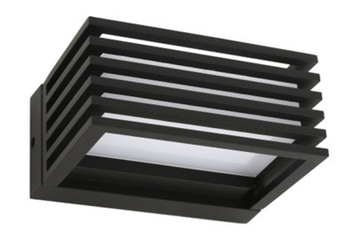 Black wall light with grill-type look