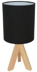 Timber table lamp with black shade
