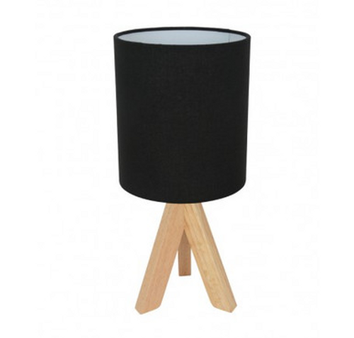 Timber table lamp with black shade Timber table lamp with black shade