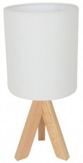 Timber table lamp with white shade