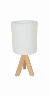 Timber table lamp with white shade