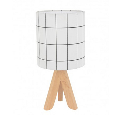 Timber table lamp with grid shade