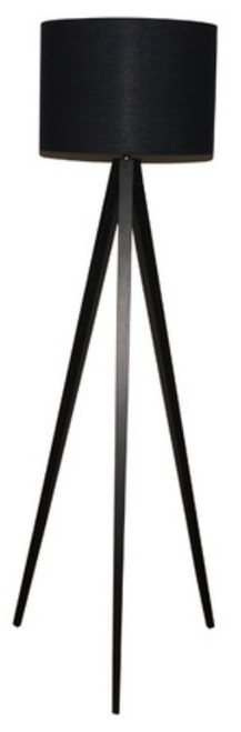 Black floor lamp with black shade