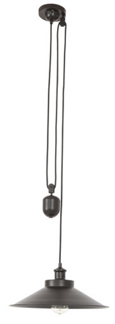 Oil rubbed bronze pendant with rise and fall pulley system