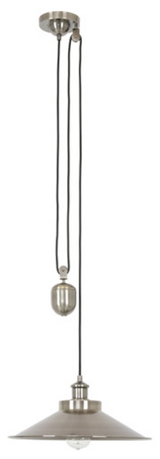 Satin nickel pendant with rise and fall pulley system