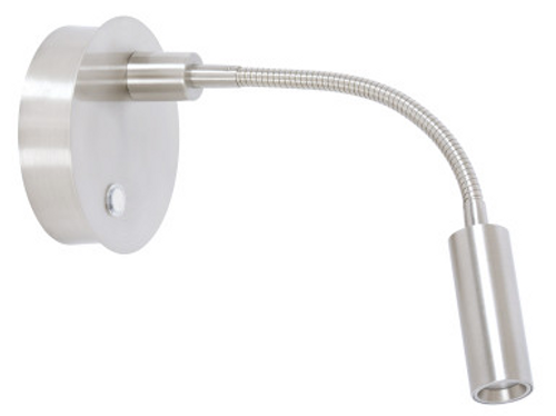 Brushed chrome wall light with adjustable arm