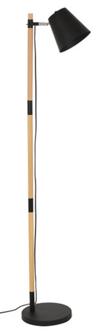 Black floor lamp with timber finish Black floor lamp with timber finish