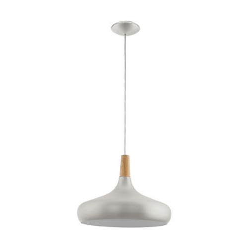 Brushed silver pendant with ash wood trim