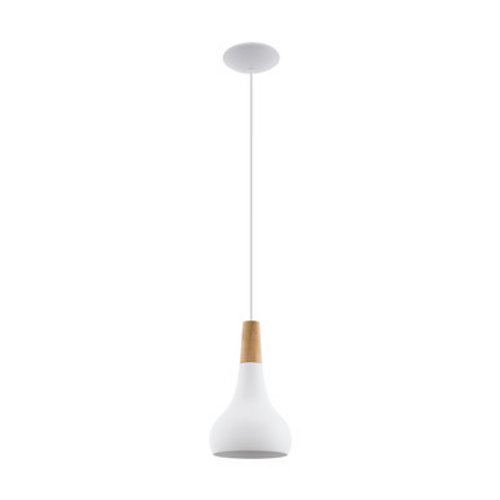 White metal pendant with ash wood trim White metal pendant with ash wood trim