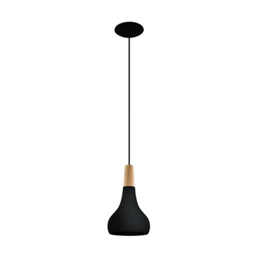 Black metal pendant with ash wood trim Black metal pendant with ash wood trim