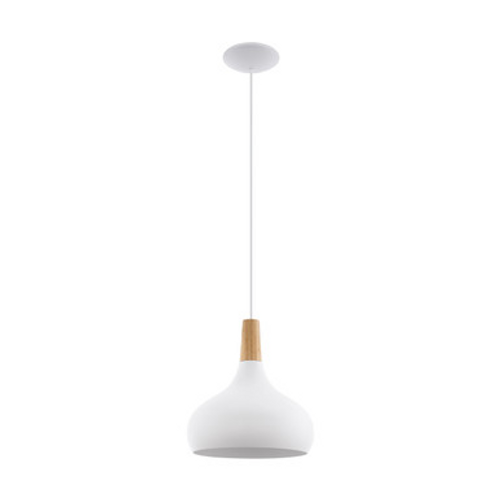 White metal pendant with ash wood trim