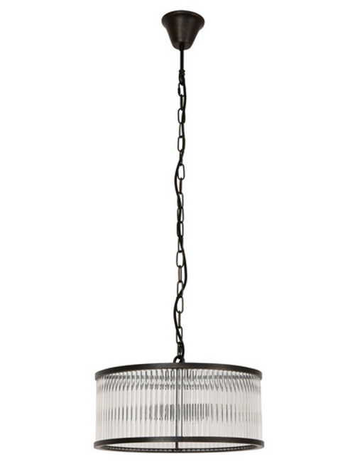 Oil rubbed bronze pendant with vertical glass rods