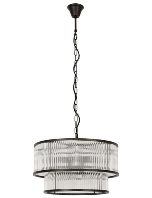 Oil rubbed bronze pendant with vertical glass rods